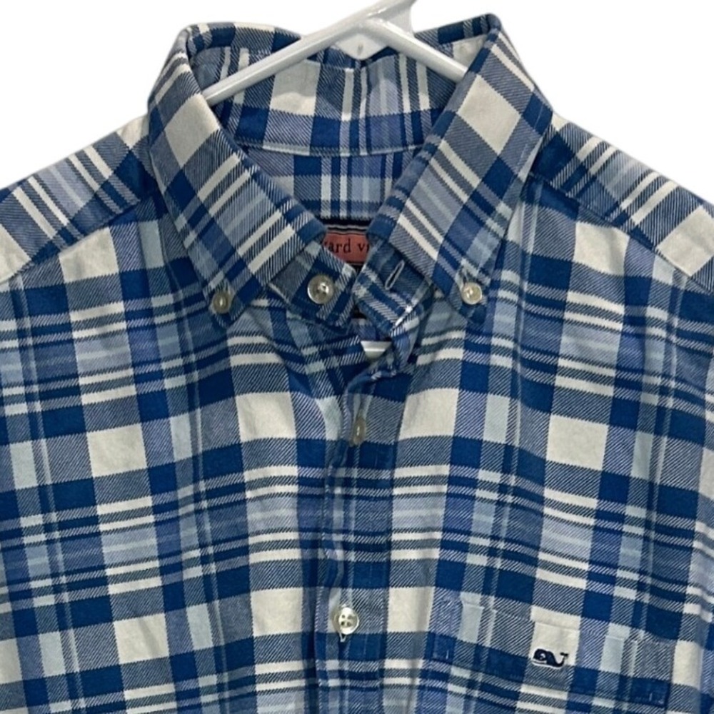Vineyard Vines Tucker Shirt Men's Blue Plaid 100% Cotton Flannel Small‎ Whale